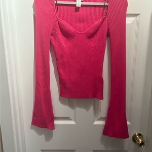 H&M Vibrant Pink Ribbed Sweater